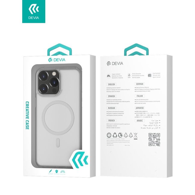 Hoesje geschikt voor Apple iPhone 14 Pro Max - Devia Case met Magnetische Ring en Oplaadfunctie - Transparante Back Cover - Transparant