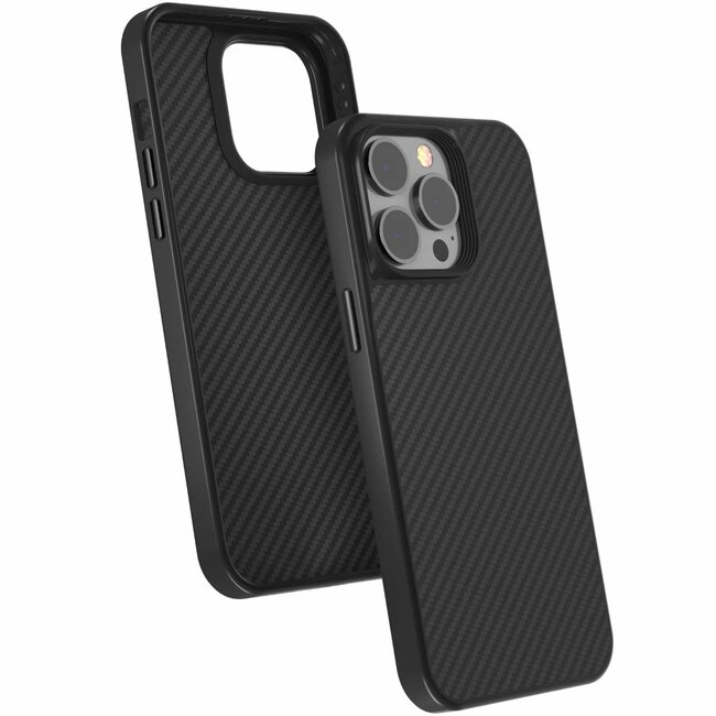 Hoesje geschikt voor Apple iPhone 14 Pro - Magnetische Case - Kevlar Series Magnetische Back Cover - Zwart