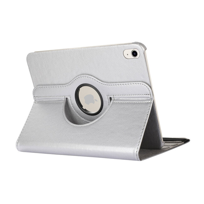 Case2go - Tablet hoes geschikt voor iPad 10 10.9 (2022) - Draaibare Bookcase - Zilver