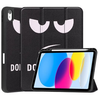 Case2go Case2go - Tablet hoes geschikt voor Apple iPad 10 10.9 (2022) - Tri-fold hoes met Auto/Wake functie en Magnetische sluiting - TPU Cover Met Pencil Houder - Don't Touch Me