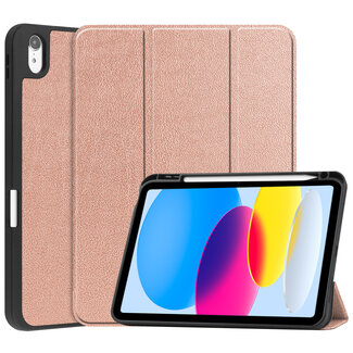 Case2go Case2go - Tablet hoes geschikt voor Apple iPad 10 10.9 (2022) - Tri-fold hoes met Auto/Wake functie en Magnetische sluiting - TPU Cover Met Pencil Houder - Rose Gold