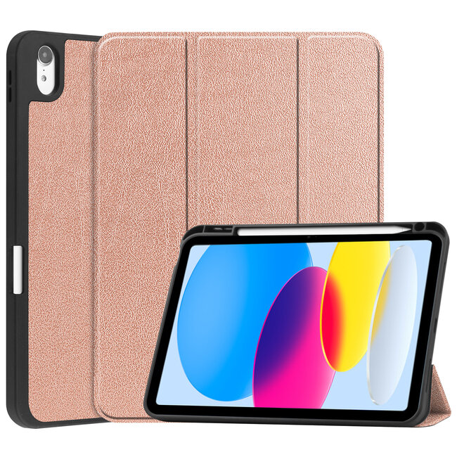 Case2go - Tablet hoes geschikt voor Apple iPad 10 10.9 (2022) - Tri-fold hoes met Auto/Wake functie en Magnetische sluiting - TPU Cover Met Pencil Houder - Rose Gold