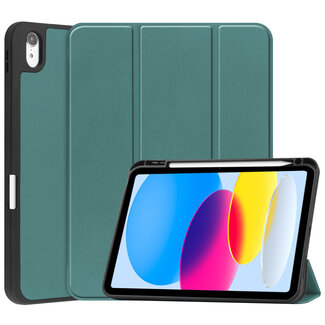 Case2go Case2go - Tablet hoes geschikt voor Apple iPad 10 10.9 (2022) - Tri-fold hoes met Auto/Wake functie en Magnetische sluiting - TPU Cover Met Pencil Houder - Donker Groen