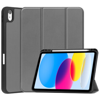 Case2go Case2go - Tablet hoes geschikt voor Apple iPad 10 10.9 (2022) - Tri-fold hoes met Auto/Wake functie en Magnetische sluiting - TPU Cover Met Pencil Houder - Grijs
