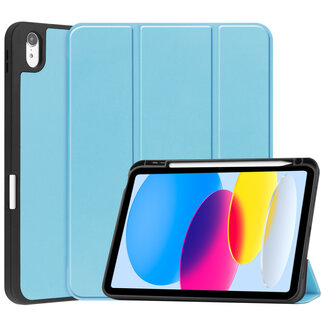 Case2go Case2go - Tablet hoes geschikt voor Apple iPad 10 10.9 (2022) - Tri-fold hoes met Auto/Wake functie en Magnetische sluiting - TPU Cover Met Pencil Houder - Licht Blauw