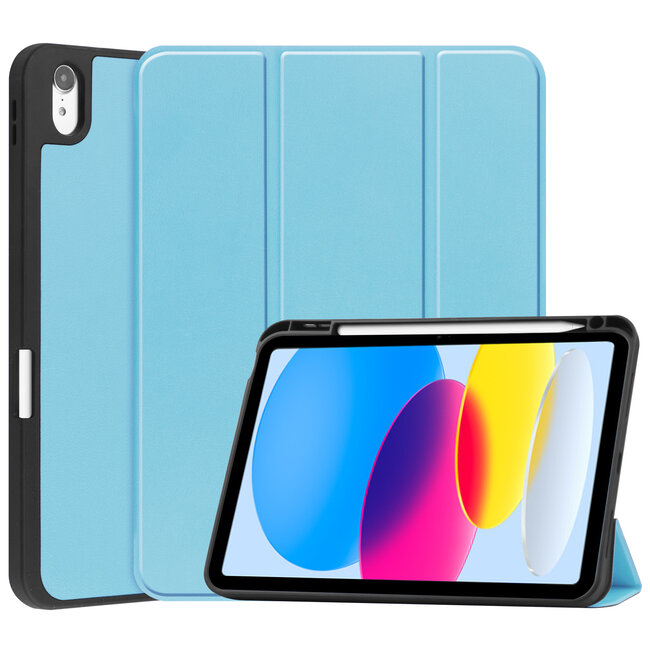 Case2go - Tablet hoes geschikt voor Apple iPad 10 10.9 (2022) - Tri-fold hoes met Auto/Wake functie en Magnetische sluiting - TPU Cover Met Pencil Houder - Licht Blauw