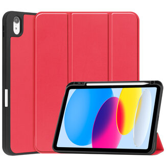 Case2go Case2go - Tablet hoes geschikt voor Apple iPad 10 10.9 (2022) - Tri-fold hoes met Auto/Wake functie en Magnetische sluiting - TPU Cover Met Pencil Houder - Rood