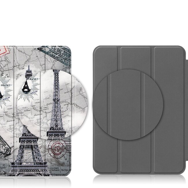 Case2go - Tablet hoes geschikt voor Apple iPad 11 (2025) A16 / Apple iPad 10.9 (2022) - Tri-fold hoes met Auto/Wake functie en Magnetische sluiting - TPU Cover Met Pencil Houder - Eiffeltoren
