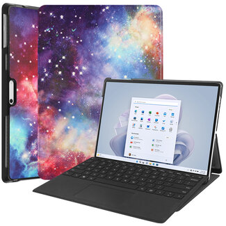 Case2go Case2go - Hoes geschikt voor Microsoft Surface Pro 9 - 13 inch Cover - Book Case met Stand Functie - Galaxy