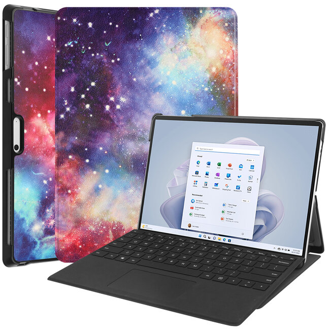 Case2go - Hoes geschikt voor Microsoft Surface Pro 9 - 13 inch Cover - Book Case met Stand Functie - Galaxy