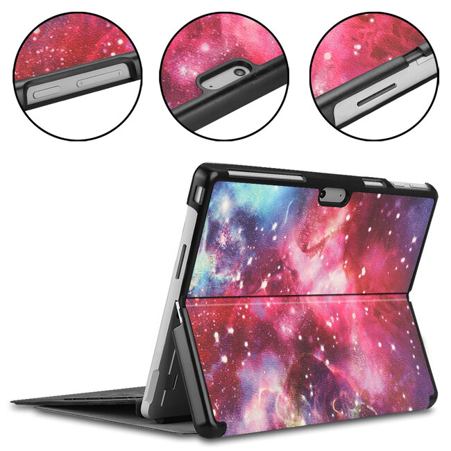 Case2go - Hoes geschikt voor Microsoft Surface Pro 9 - 13 inch Cover - Book Case met Stand Functie - Galaxy