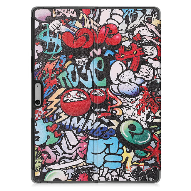 Case2go - Hoes geschikt voor Microsoft Surface Pro 9 - 13 inch Cover - Book Case met Stand Functie - Grafitti