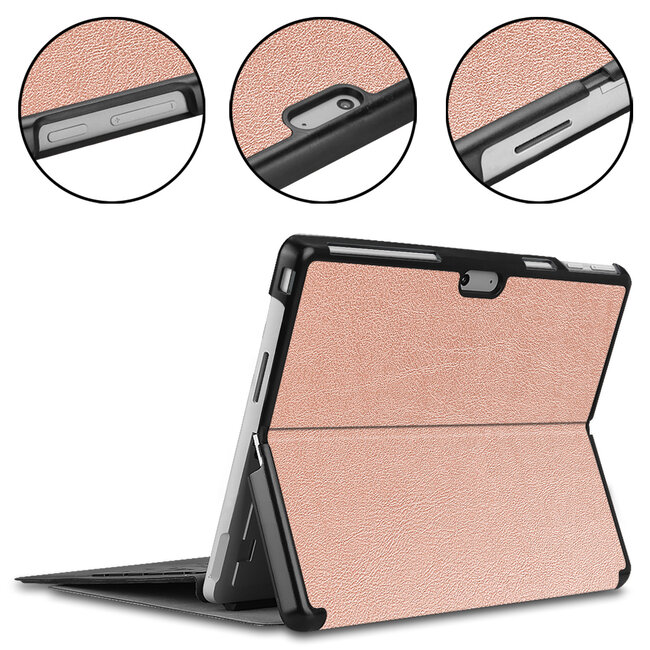 Case2go - Hoes geschikt voor Microsoft Surface Pro 9 - 13 inch Cover - Book Case met Stand Functie - Rose Goud