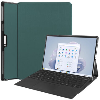 Case2go Case2go - Hoes geschikt voor Microsoft Surface Pro 9 - 13 inch Cover - Book Case met Stand Functie - Donker Groen