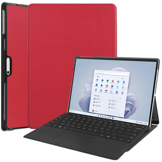 Case2go Case2go - Hoes geschikt voor Microsoft Surface Pro 9 - 13 inch Cover - Book Case met Stand Functie - Rood