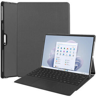 Case2go Case2go - Hoes geschikt voor Microsoft Surface Pro 9 - 13 inch Cover - Book Case met Stand Functie - Grijs
