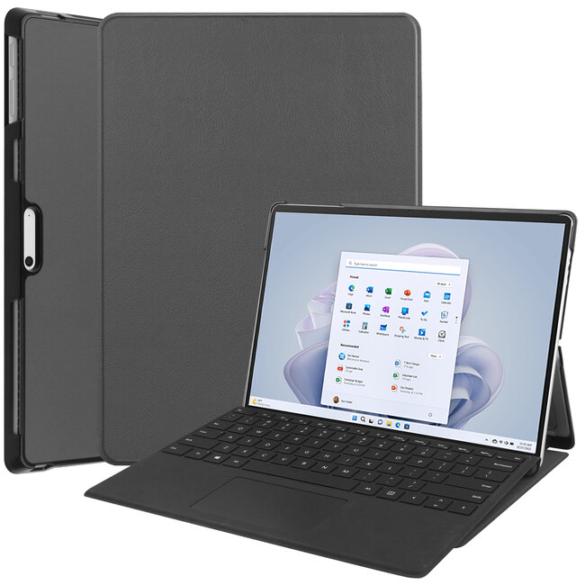 Case2go - Hoes geschikt voor Microsoft Surface Pro 9 - 13 inch Cover - Book Case met Stand Functie - Grijs