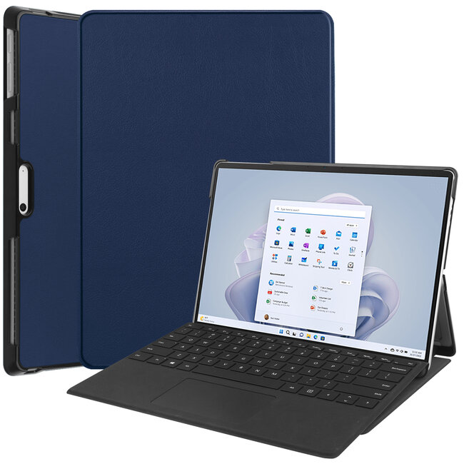 Case2go - Hoes geschikt voor Microsoft Surface Pro 9 - 13 inch Cover - Book Case met Stand Functie - Donker Blauw