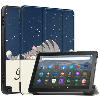 Case2go Case2go - Tablet hoes geschikt voor Amazon Fire 8 HD (2022) - 8 Inch Tri-fold cover - Met Touchpad &amp; Stand functie - Good Night