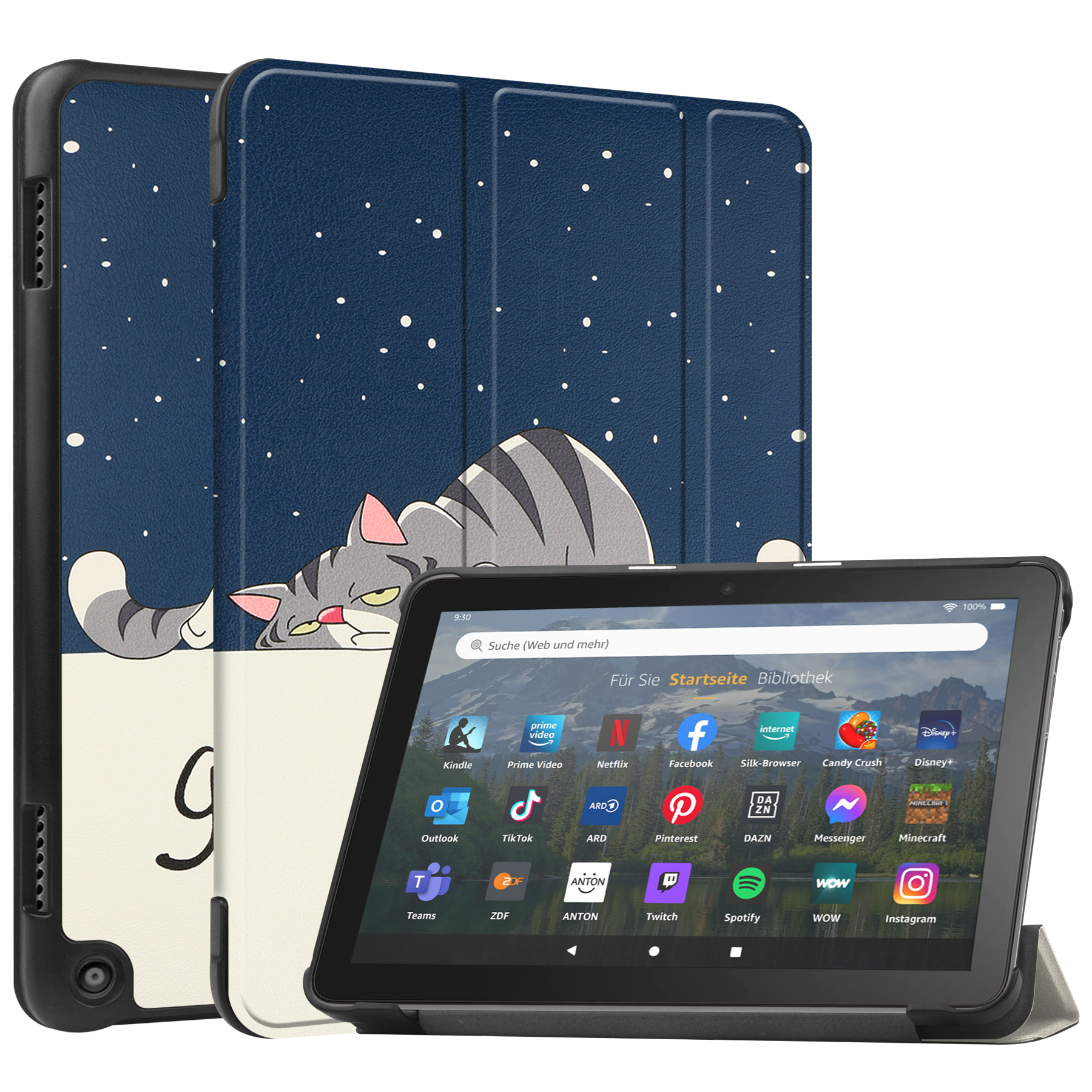 Briesje Zichtbaar machine Case2go Case2go - Tablet hoes geschikt voor Amazon Fire 8 HD (2022) - 8 Inch  Tri-fold cover - Met Touchpad & Stand functie - Good Night | Case2go.nl