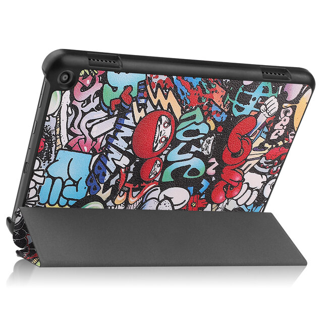 Case2go - Tablet hoes geschikt voor Amazon Fire 8 HD (2022) - 8 Inch Tri-fold cover - Met Touchpad &amp; Stand functie - Grafitti