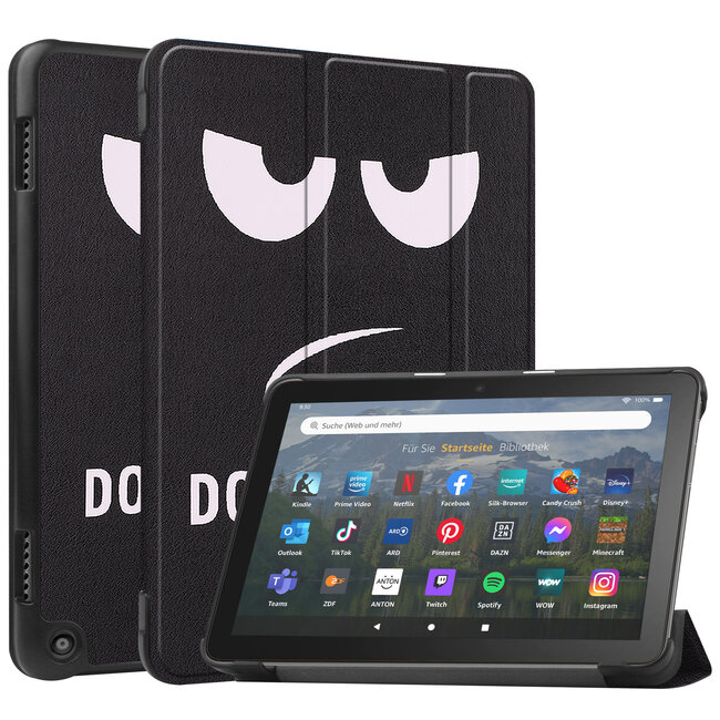 Case2go - Tablet hoes geschikt voor Amazon Fire 8 HD (2022) - 8 Inch Tri-fold cover - Met Touchpad &amp; Stand functie - Don't Touch Me