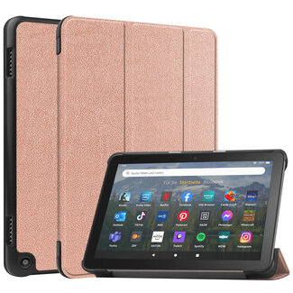 Case2go Case2go - Tablet hoes geschikt voor Amazon Fire 8 HD (2022) - 8 Inch Tri-fold cover - Met Touchpad &amp; Stand functie - Rose Goud