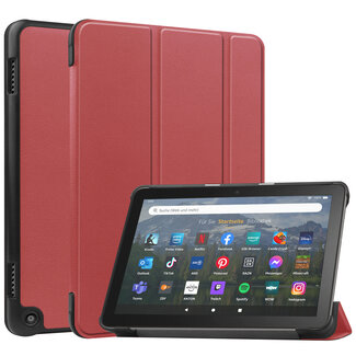 Case2go Case2go - Tablet hoes geschikt voor Amazon Fire 8 HD (2022) - 8 Inch Tri-fold cover - Met Touchpad &amp; Stand functie - Donker Rood