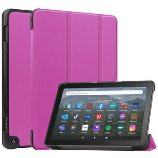 Case2go Case2go - Tablet hoes geschikt voor Amazon Fire 8 HD (2022) - 8 Inch Tri-fold cover - Met Touchpad &amp; Stand functie - Paars