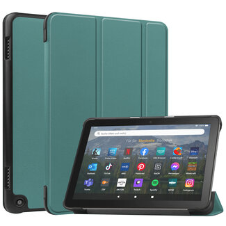 Case2go Case2go - Tablet hoes geschikt voor Amazon Fire 8 HD (2022) - 8 Inch Tri-fold cover - Met Touchpad &amp; Stand functie - Donker Groen