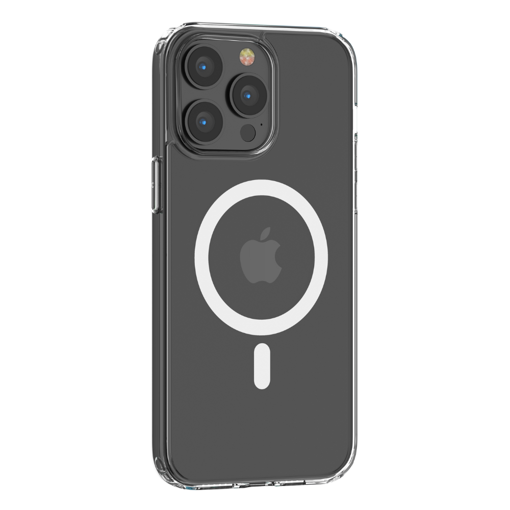 Hoesje geschikt voor Apple iPhone 14 Pro Max - Devia Case met Magnetische Ring en Oplaadfunctie - Transparante Back Cover - Transparant afbeelding