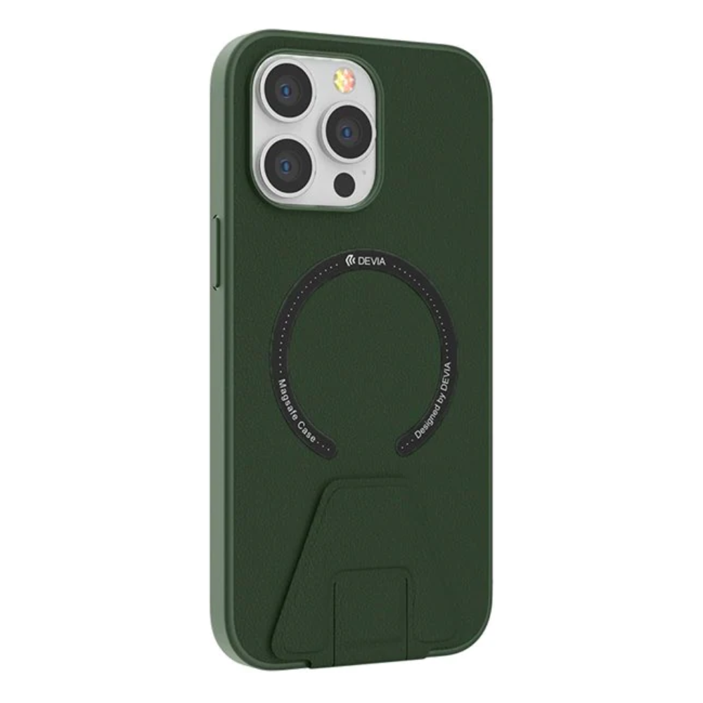Hoesje geschikt voor Apple iPhone 14 Plus - Devia Magnetische Case - Back Cover met Standfunctie &amp; Oplaadfuncties - Donker Groen afbeelding