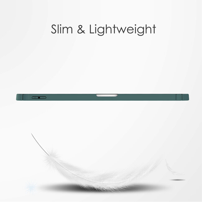 Case2go - Tablet hoes geschikt voor Apple iPad 11 (2025) A16 / Apple iPad 10.9 (2022) - Transparante Case - Tri-fold Back Cover - Met Pencil Houder en Auto Wake/Sleep functie - Donker Groen