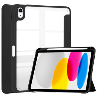 Case2go Case2go - Tablet hoes geschikt voor Apple iPad 11 (2025) A16 / Apple iPad 10.9 (2022) - Transparante Case - Tri-fold Back Cover - Met Pencil Houder en Auto Wake/Sleep functie - Zwart