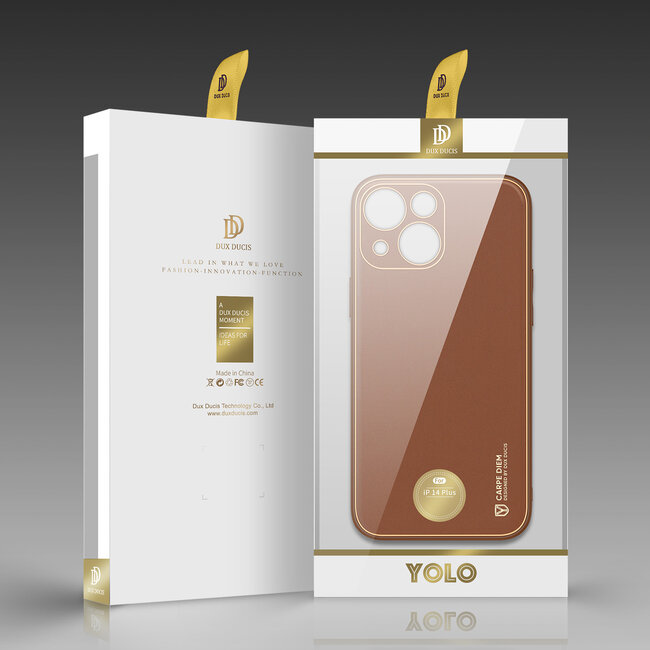 Dux Ducis - Telefoonhoesje geschikt voor iPhone 14 Plus - Yolo serie - Bruin