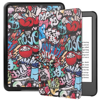 Case2go Case2go - E-reader Hoes geschikt voor Amazon Kindle 11 (2022) - Tri-fold Cover - Auto/Wake functie - Grafitti