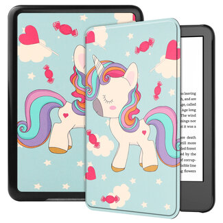 Case2go Case2go - E-reader Hoes geschikt voor Amazon Kindle 11 (2022) - Tri-fold Cover - Auto/Wake functie - Eenhoorn