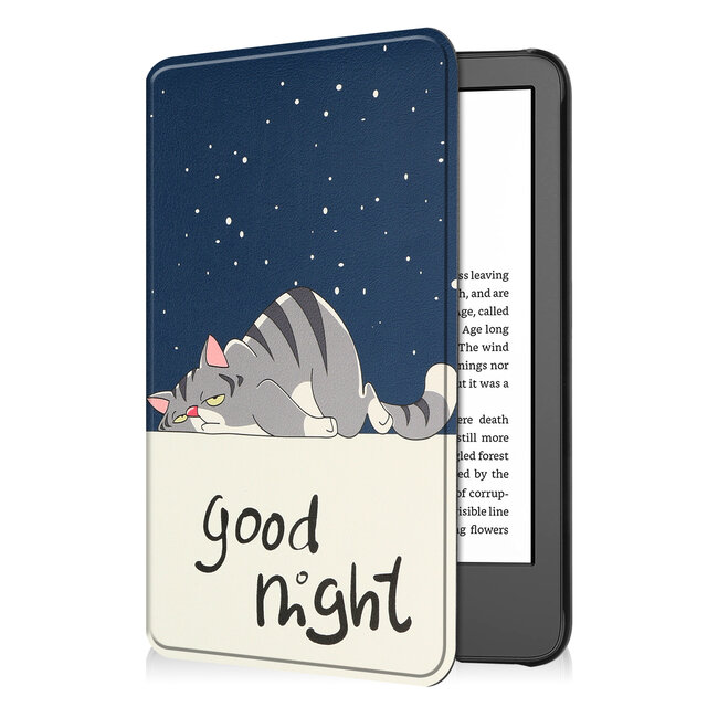 Case2go - E-reader Hoes geschikt voor Amazon Kindle 11 (2022) - 6 Inch - Tri-fold Cover - Auto/Wake functie - Good Night