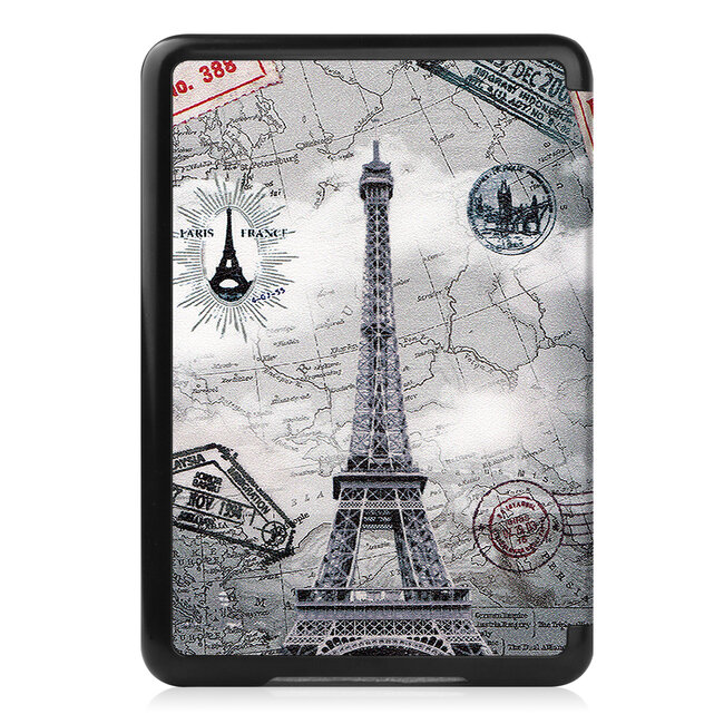 Case2go - E-reader Hoes geschikt voor Amazon Kindle 11 (2022) - 6 Inch - Tri-fold Cover - Auto/Wake functie - Eiffeltoren