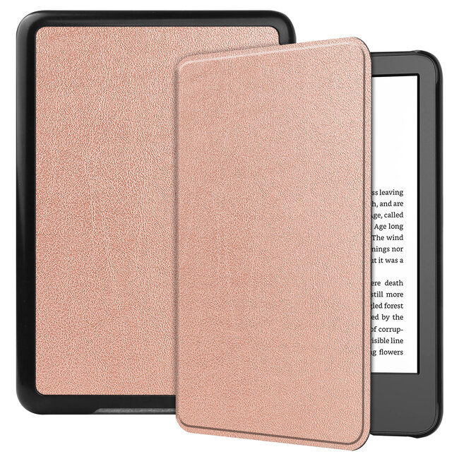 Case2go - E-reader Hoes geschikt voor Amazon Kindle 11 (2022) - Tri-fold Cover - Auto/Wake functie - Rose Gold