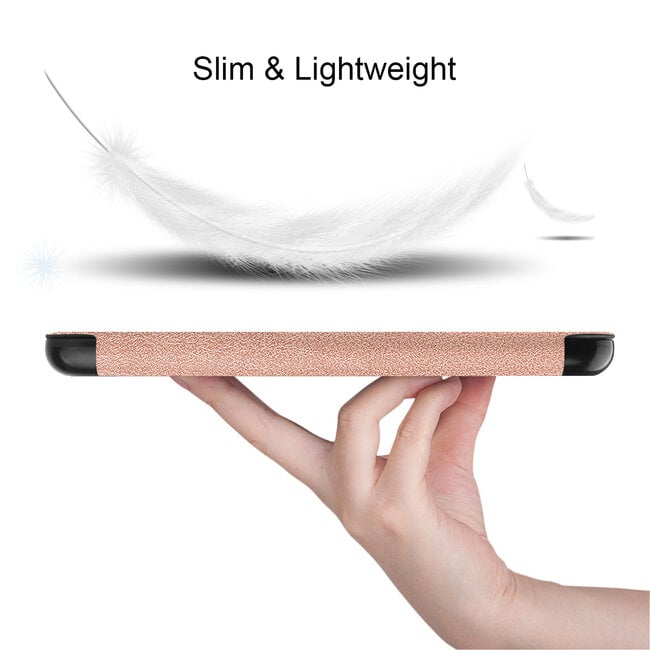 Case2go - E-reader Hoes geschikt voor Amazon Kindle 11 (2022) - 6 Inch - Tri-fold Cover - Auto/Wake functie - Rose Gold