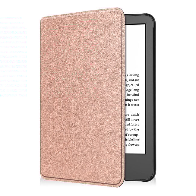 Case2go - E-reader Hoes geschikt voor Amazon Kindle 11 (2022) - 6 Inch - Tri-fold Cover - Auto/Wake functie - Rose Gold