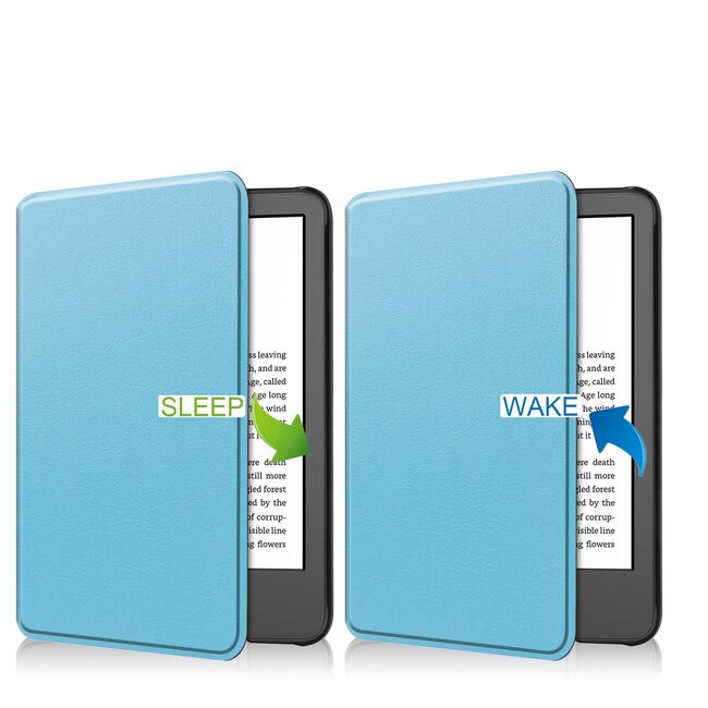 Case2go - E-reader Hoes geschikt voor Amazon Kindle 11 (2022) - 6 Inch - Tri-fold Cover - Auto/Wake functie - Licht Blauw