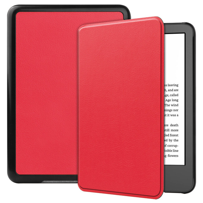Case2go - E-reader Hoes geschikt voor Amazon Kindle 11 (2022) - 6 Inch - Tri-fold Cover - Auto/Wake functie - Rood