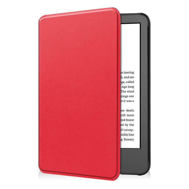 Case2go - E-reader Hoes geschikt voor Amazon Kindle 11 (2022) - 6 Inch - Tri-fold Cover - Auto/Wake functie - Rood