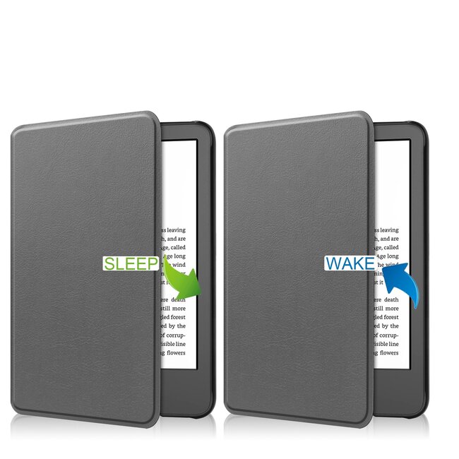 Case2go - E-reader Hoes geschikt voor Amazon Kindle 11 (2022) - 6 Inch - Tri-fold Cover - Auto/Wake functie - Grijs