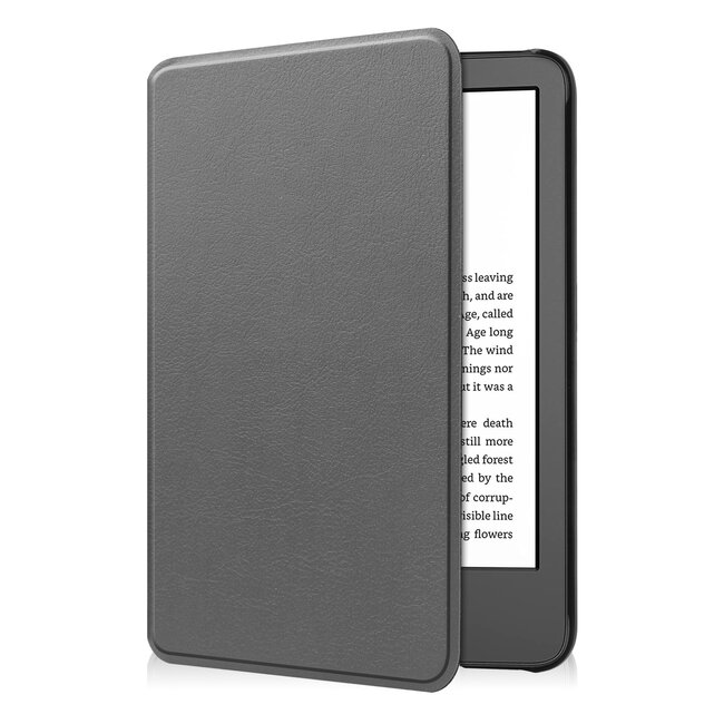 Case2go - E-reader Hoes geschikt voor Amazon Kindle 11 (2022) - 6 Inch - Tri-fold Cover - Auto/Wake functie - Grijs