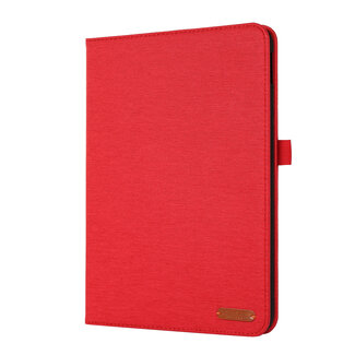 Case2go Case2go - Tablet hoes geschikt voor Apple iPad 11 (2025) A16 / Apple iPad 10.9 (2022) - Bookcase van spijkerstof met magneetsluiting en pasjeshouder - Rood