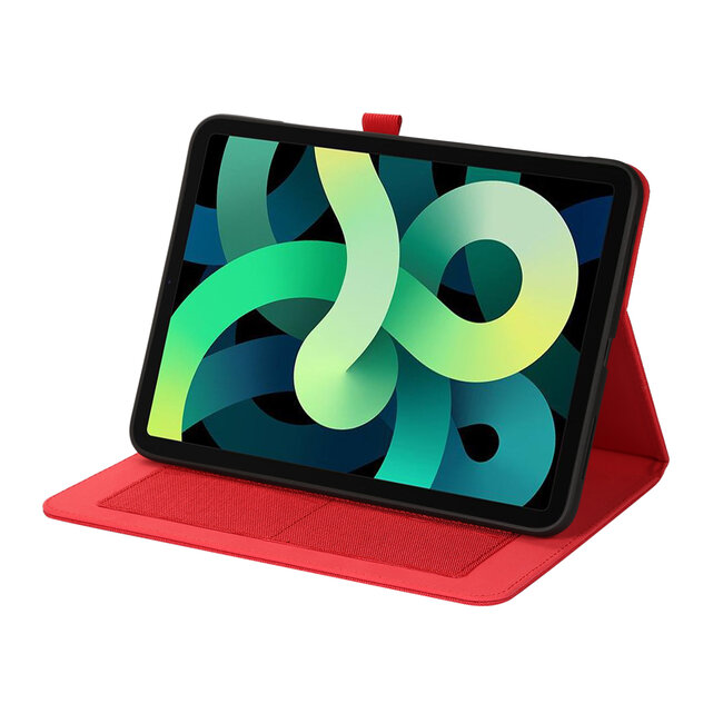 Case2go - Tablet hoes geschikt voor Apple iPad 11 (2025) A16 / Apple iPad 10.9 (2022) - Bookcase van spijkerstof met magneetsluiting en pasjeshouder - Rood