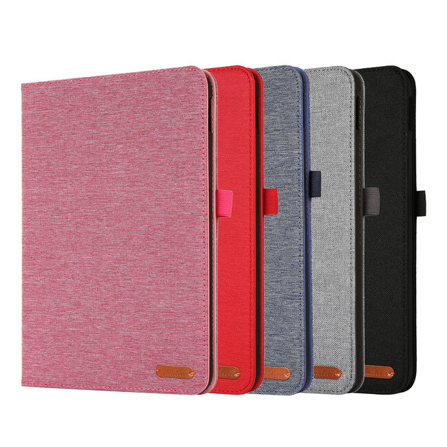 Case2go - Tablet hoes geschikt voor Apple iPad 11 (2025) A16 / Apple iPad 10.9 (2022) - Bookcase van spijkerstof met magneetsluiting en pasjeshouder - Rood